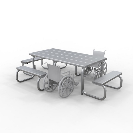 Aluminium 4-Sided (Modular) Picnic Setting - Wheelchair Accessible - Option D