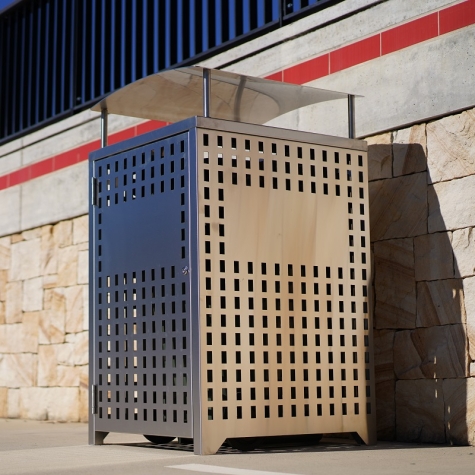Athens Bin Enclosure - Stainless Steel Laser Cut Curved Cover