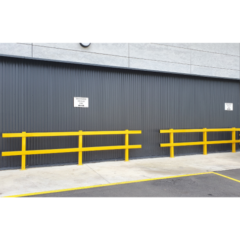 Surex 'Recessed Rail' Steel Warehouse Barrier - 4m (Powder Coated Safety Yellow)